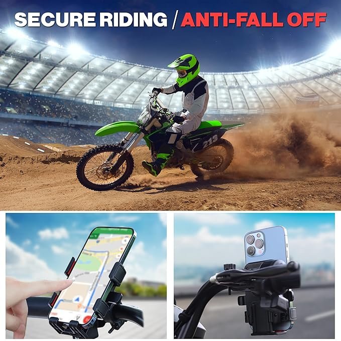 WeCool B3 360° Rotational Mobile Holder for Bike with One-Click Locking,Secure Grip Design,Mobile Stand for Bike Handle with Cushioning Pads,Phone Holder for mounting map and GPS Navigation Devices - Image 3